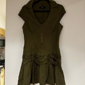 Forever 21 Khaki Zip-Up Dress with Belt